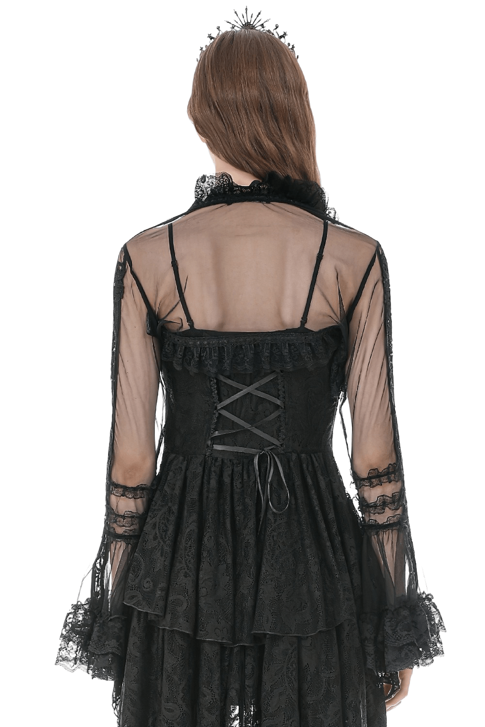 Victorian Gothic Sheer Lace Bell Sleeve Bolero