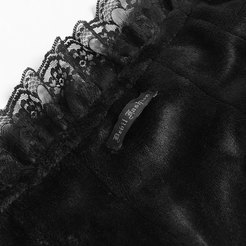 Victorian Gothic Stand Collar with Lace and Fur Trim