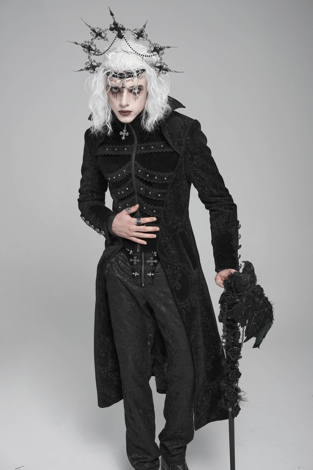 Victorian Gothic Tailcoat with Brocade and Metal Buttons