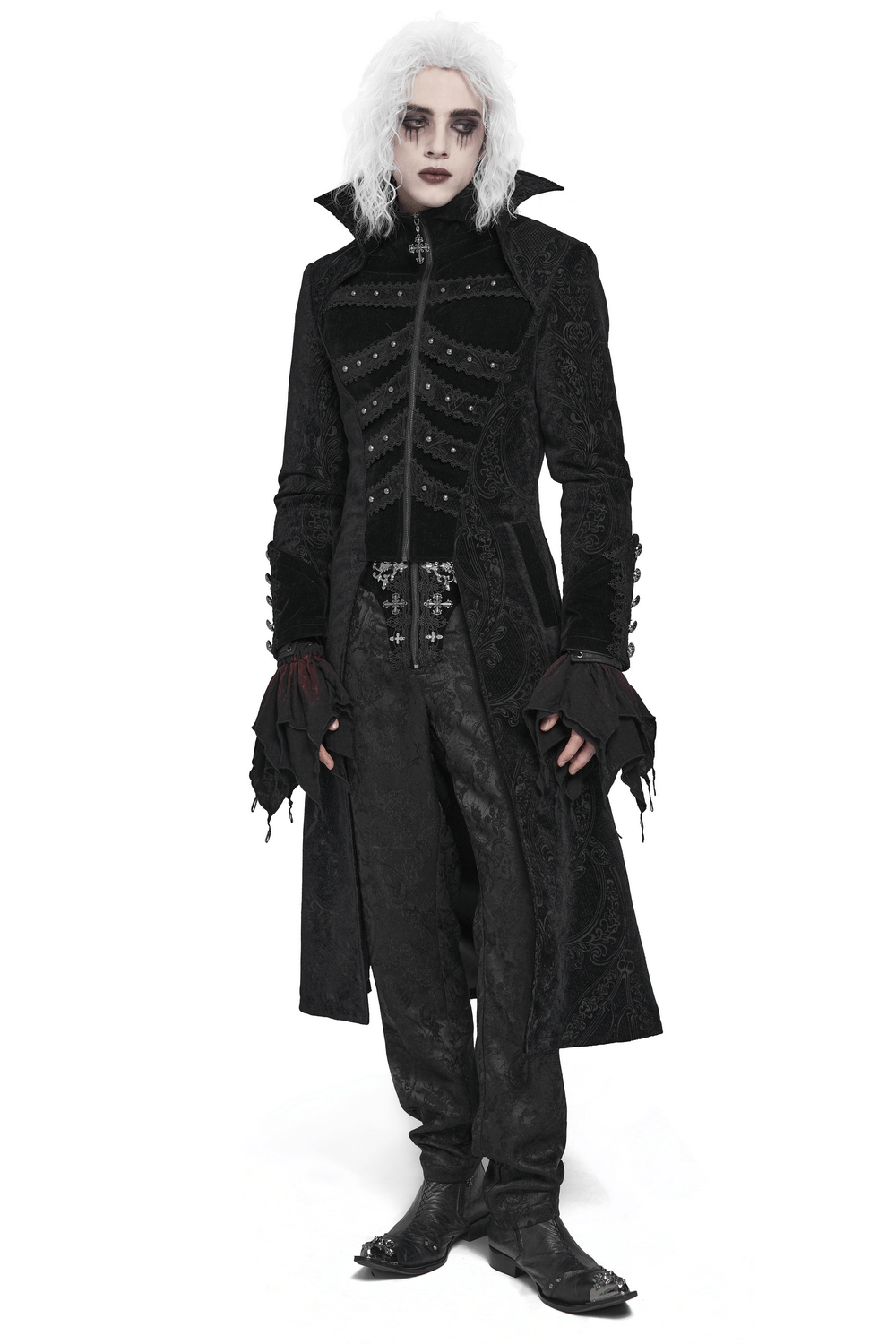 Victorian Gothic Tailcoat with Brocade and Metal Buttons