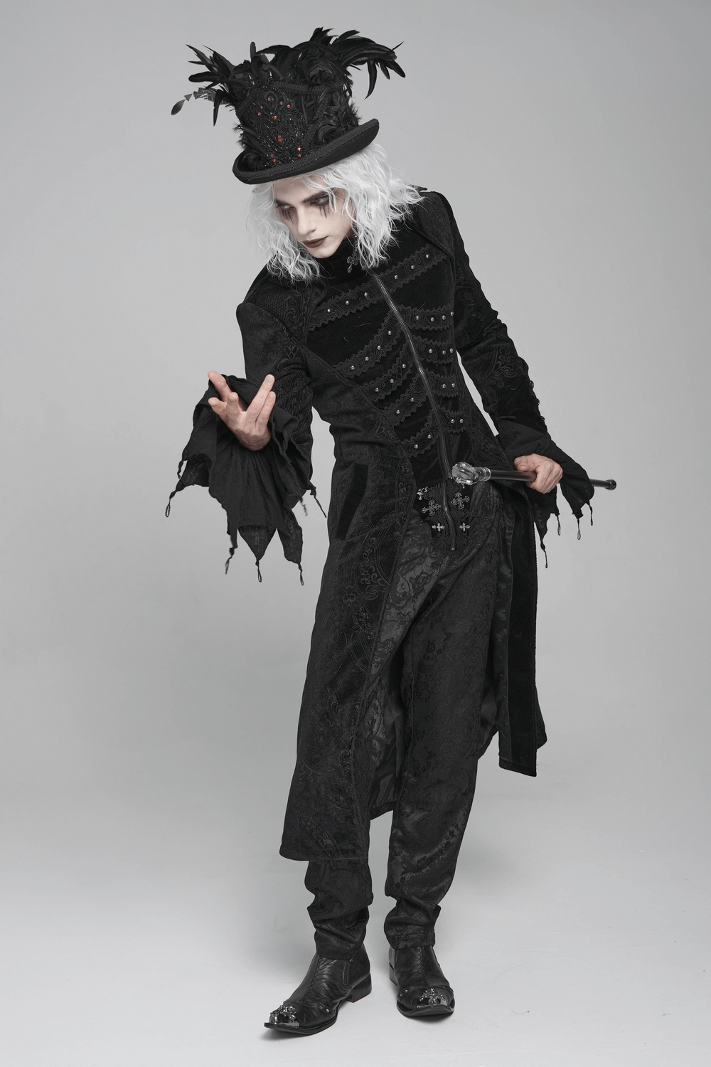 Victorian Gothic Tailcoat with Brocade and Metal Buttons