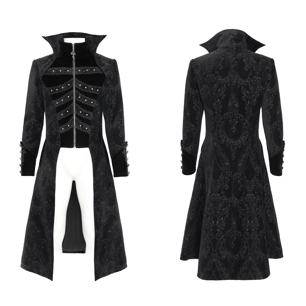 Victorian Gothic Tailcoat with Brocade and Metal Buttons