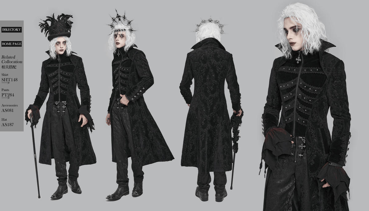 Victorian Gothic Tailcoat with Brocade and Metal Buttons