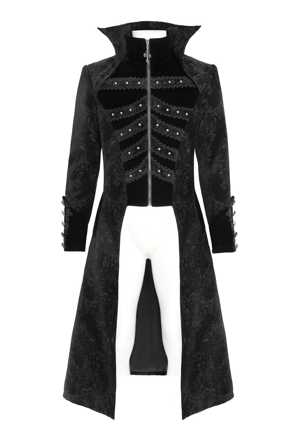 Victorian Gothic Tailcoat with Brocade and Metal Buttons