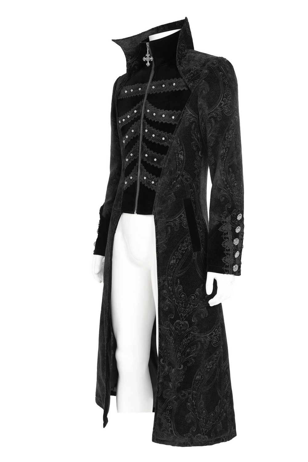 Victorian Gothic Tailcoat with Brocade and Metal Buttons