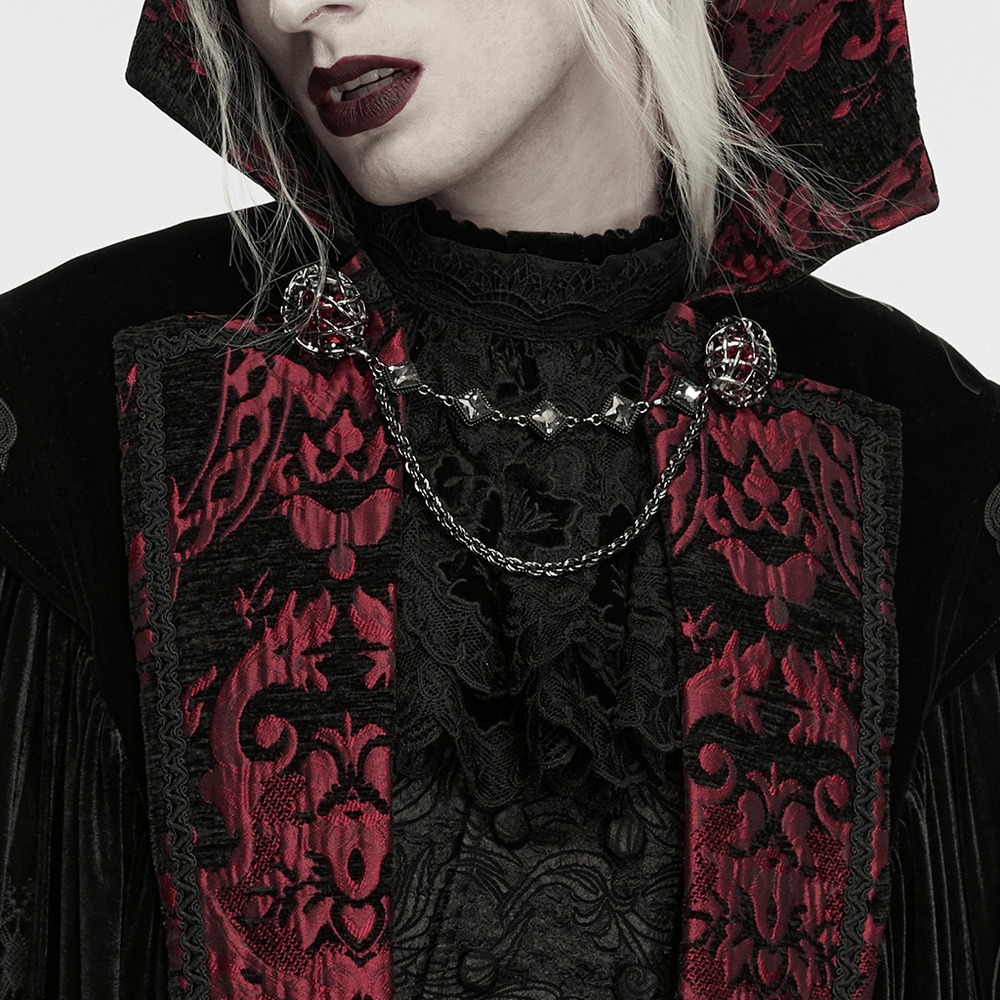 Victorian Gothic Vampire Velvet Cloak with High Collar