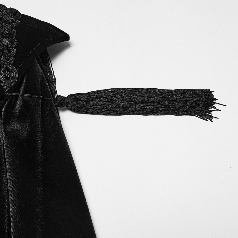 Victorian Gothic Vampire Velvet Cloak with High Collar