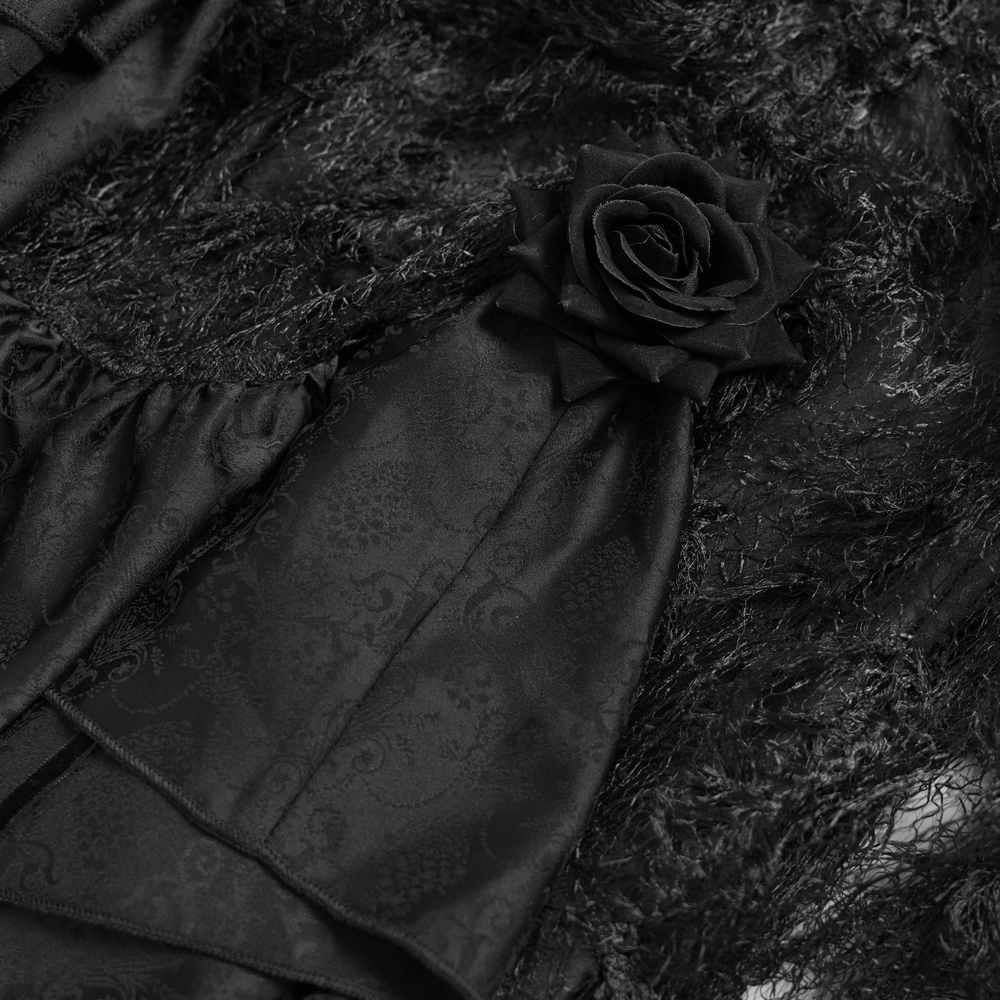 Victorian-Inspired Gothic Ruffle Skirt with Cross Details