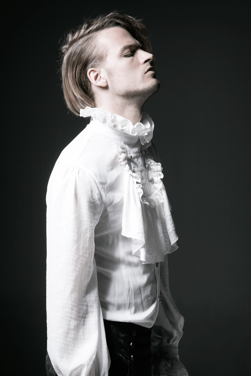 Victorian Inspired White Ruffle Dress Shirt for Men