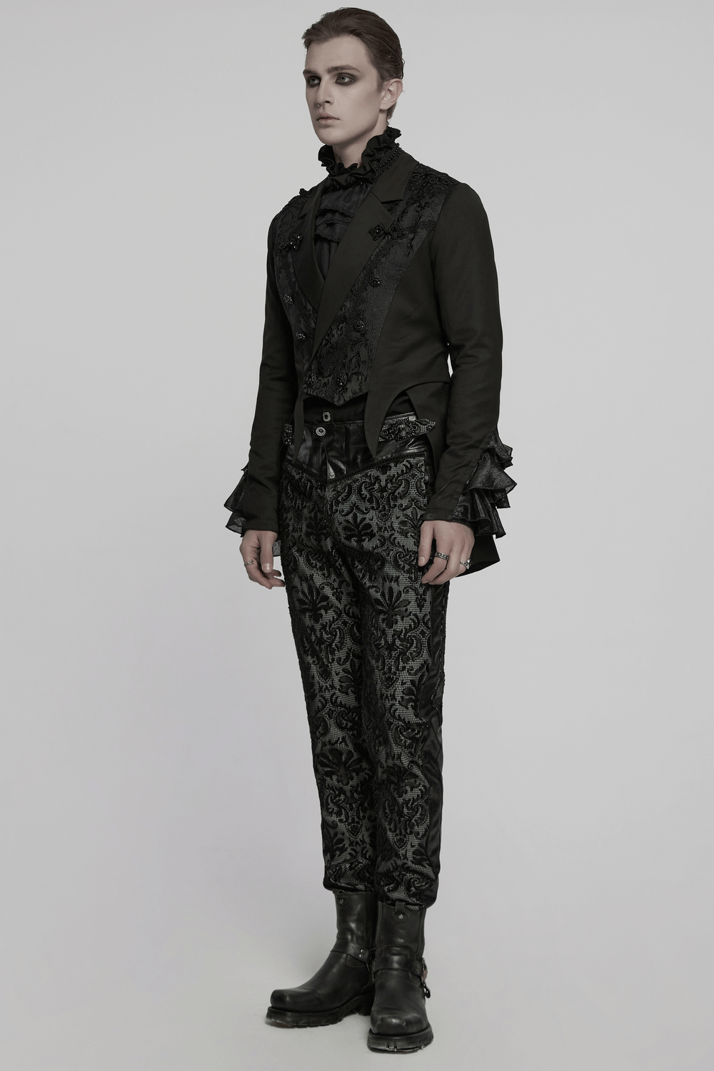 Victorian Jacquard Lapel Gothic Men's Tailcoat Jacket