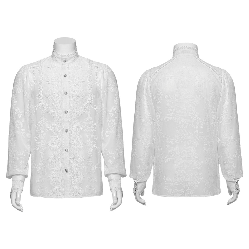 Victorian Lace Embroidered Men's Gothic Chiffon Shirt