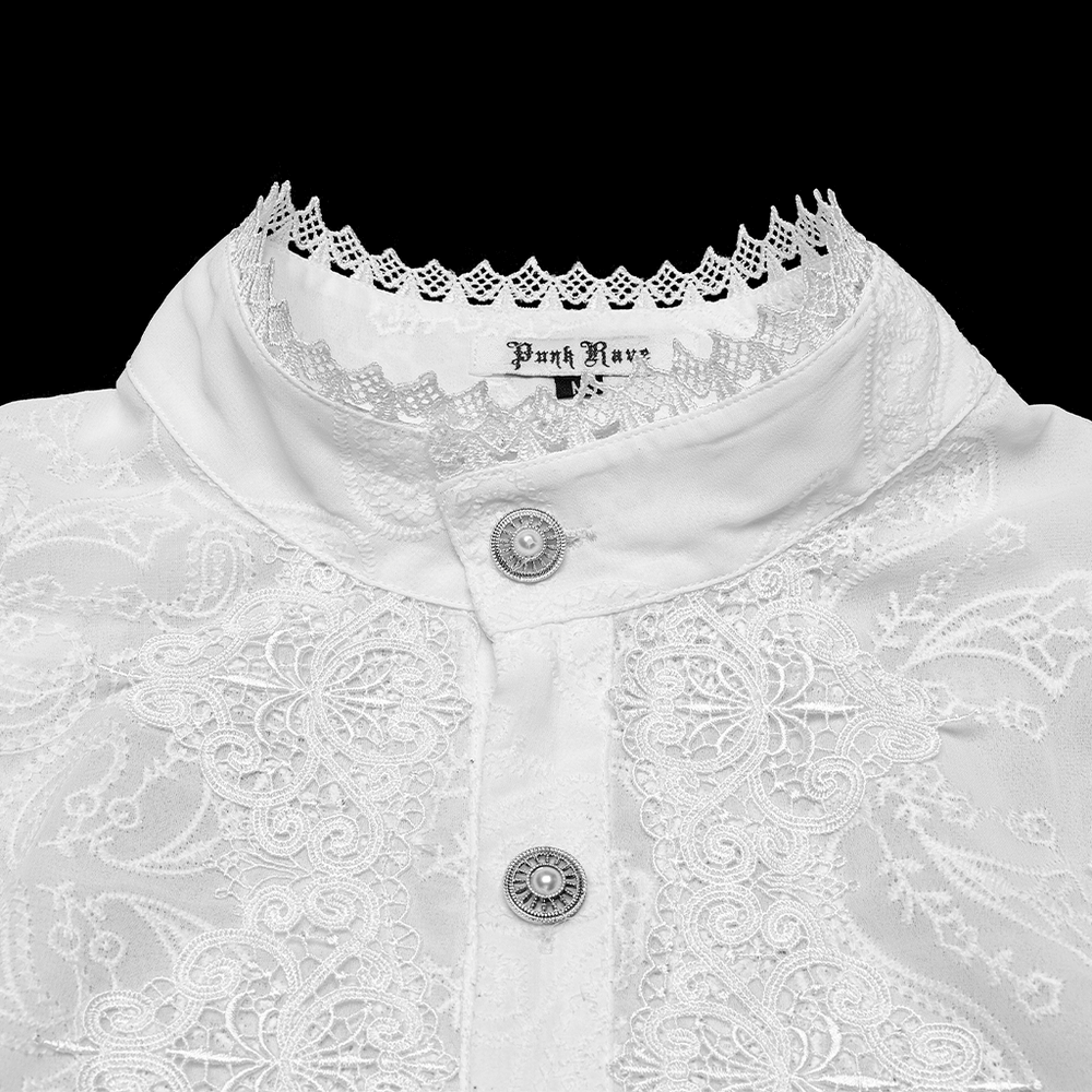 Victorian Lace Embroidered Men's Gothic Chiffon Shirt