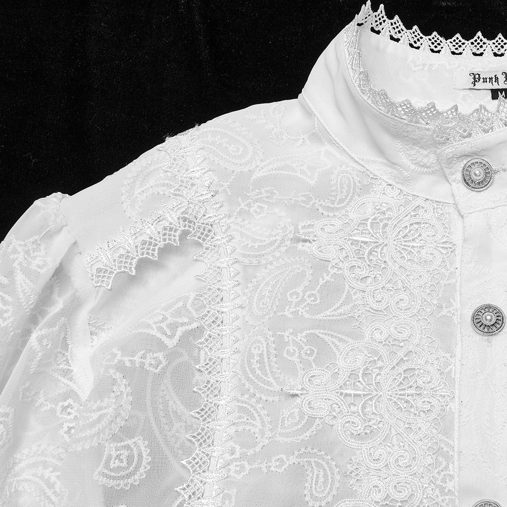 Victorian Lace Embroidered Men's Gothic Chiffon Shirt