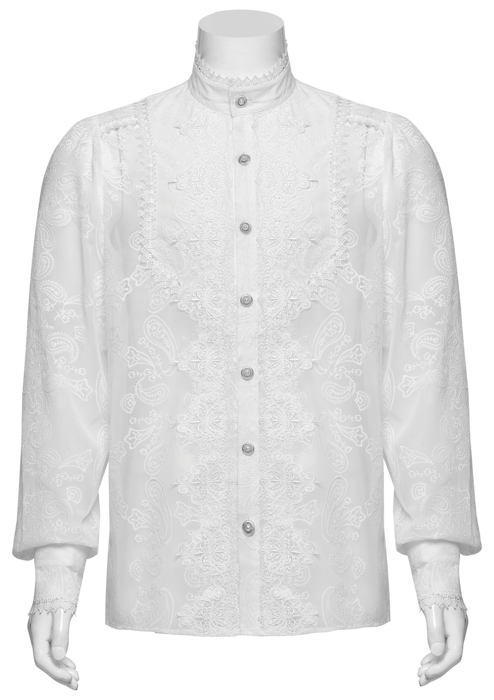 Victorian Lace Embroidered Men's Gothic Chiffon Shirt