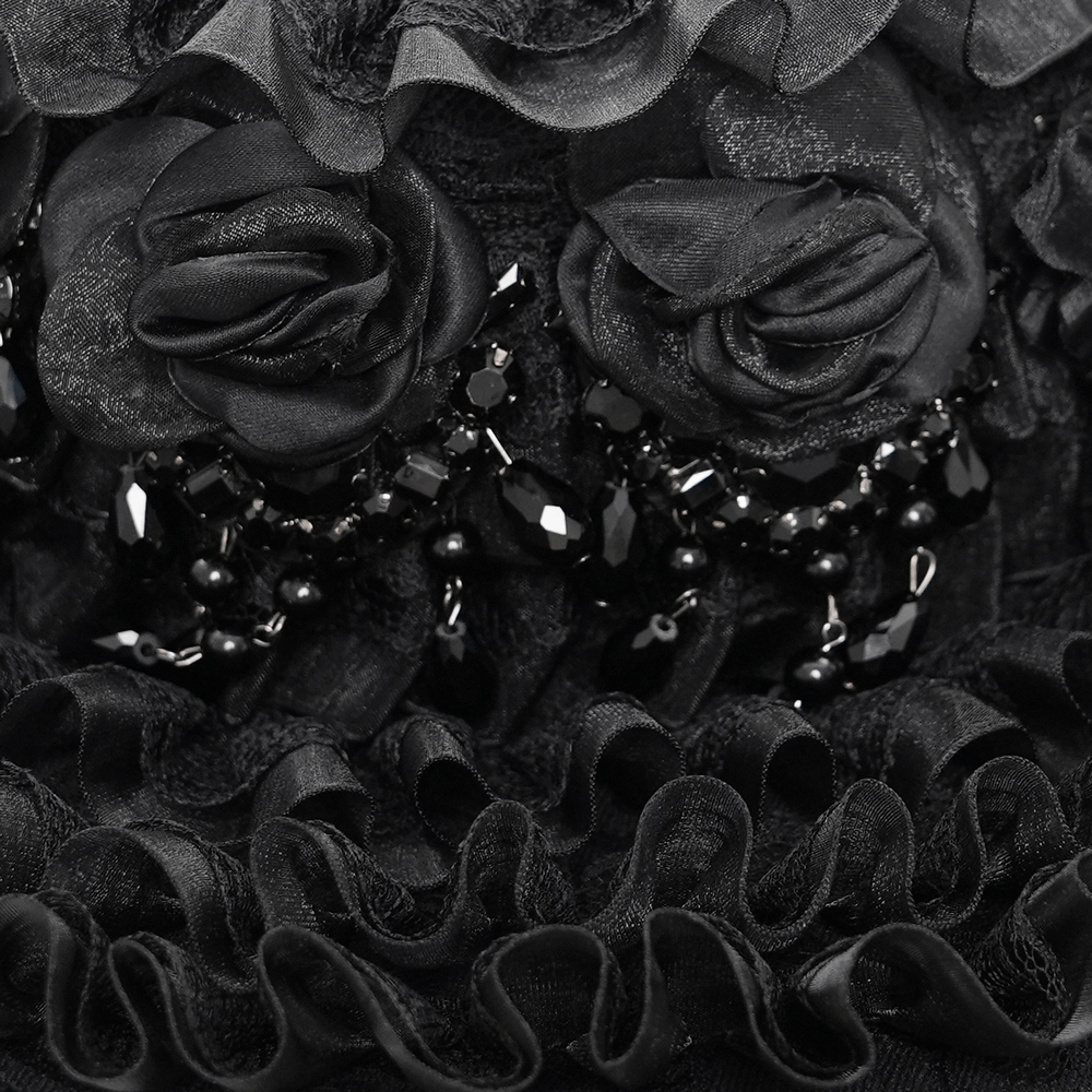 Victorian Lace Mourning Hat with Floral and Mesh Details