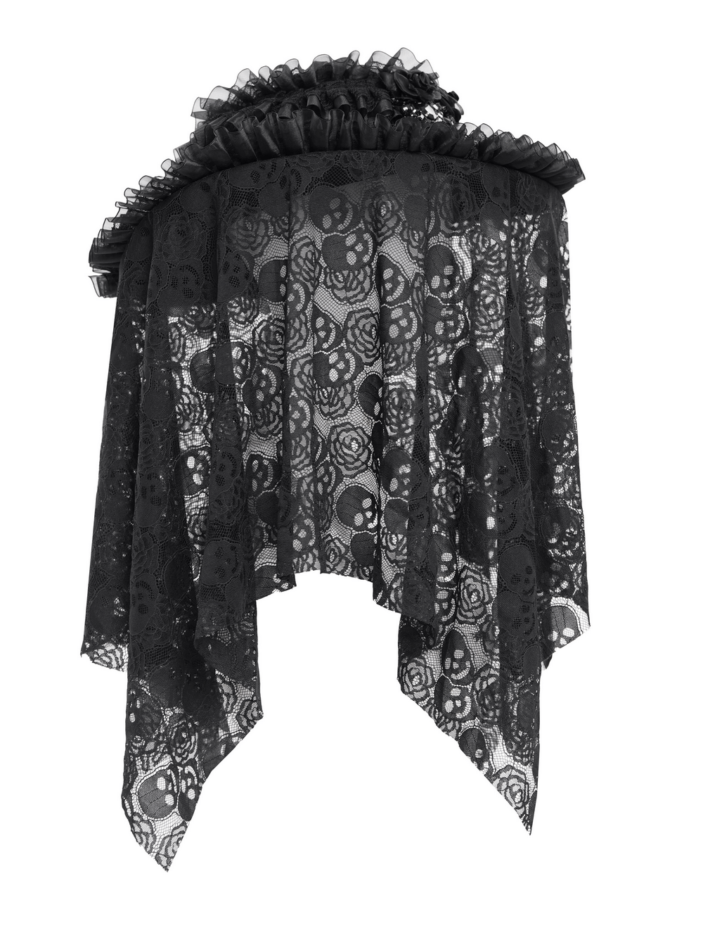 Victorian Lace Mourning Hat with Floral and Mesh Details