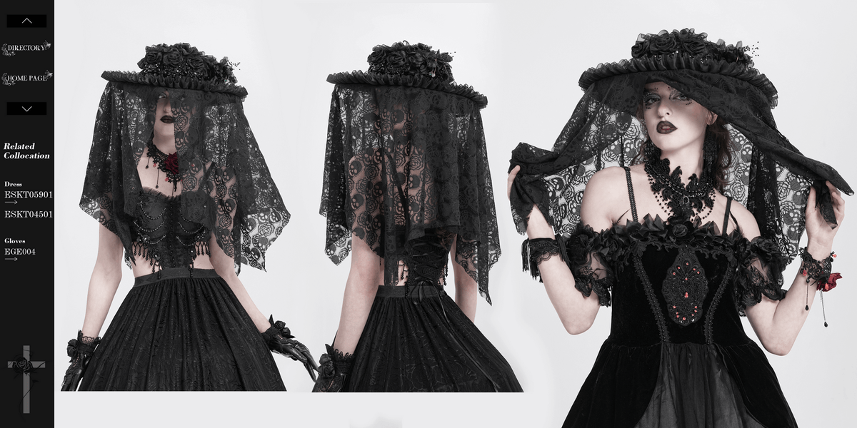 Victorian Lace Mourning Hat with Floral and Mesh Details