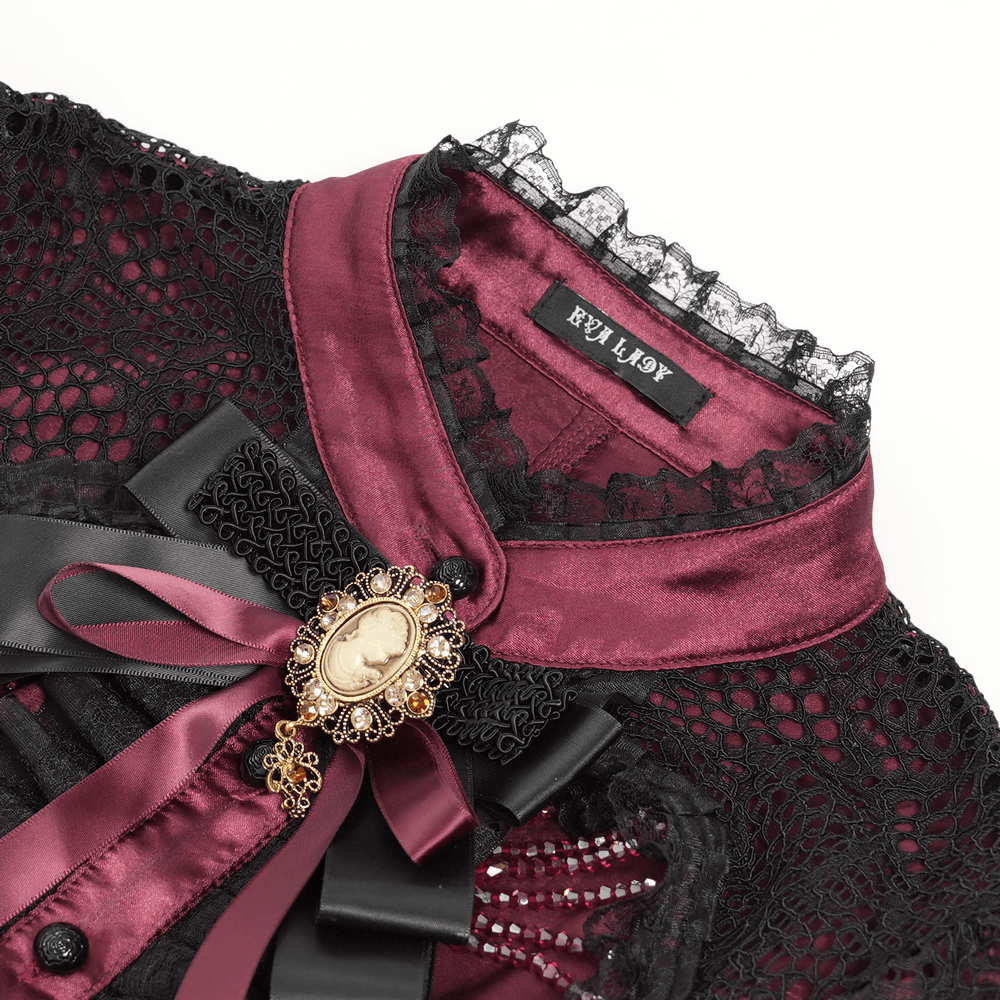 Victorian Lace Ruffled Gothic Cape with Corset Detail