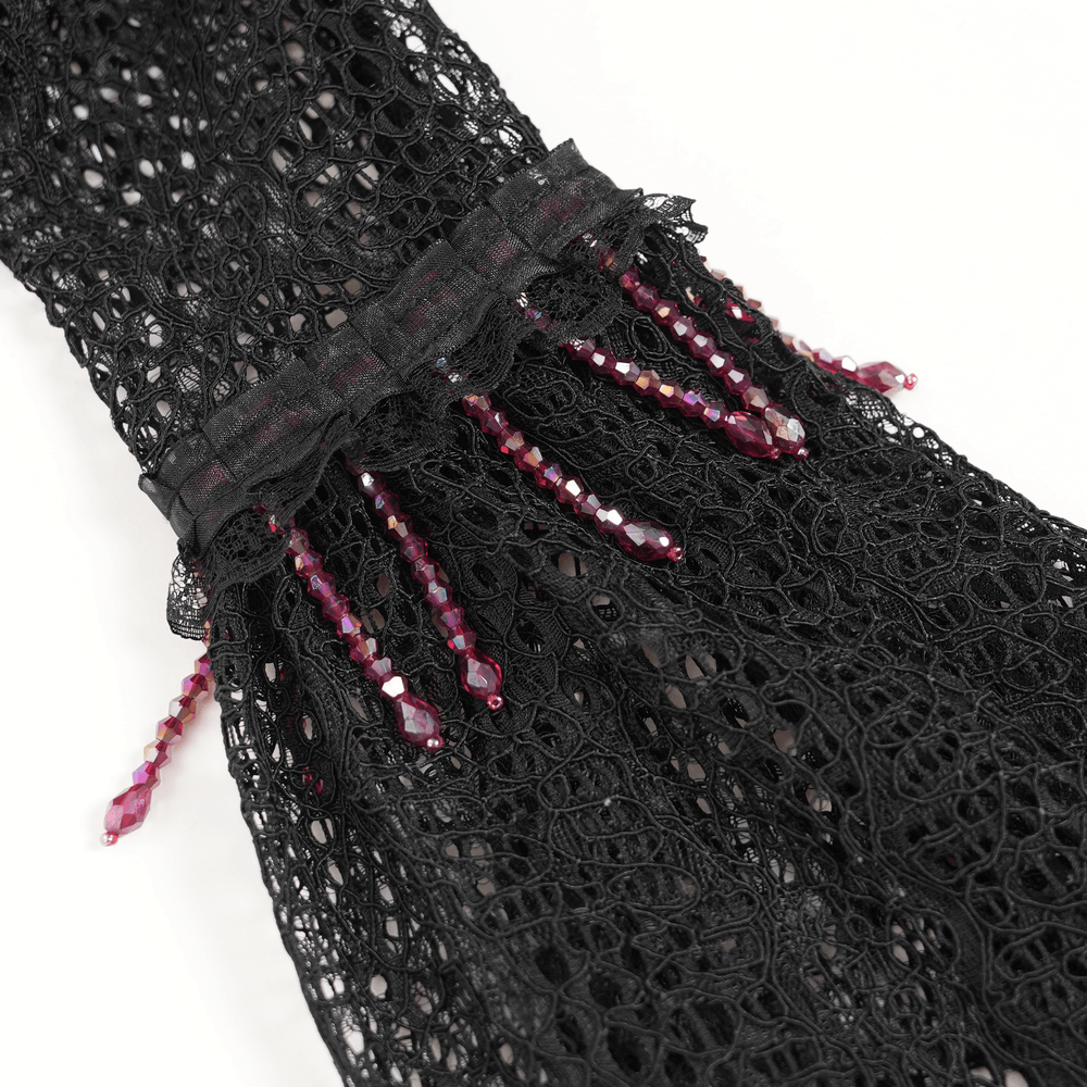 Victorian Lace Ruffled Gothic Cape with Corset Detail