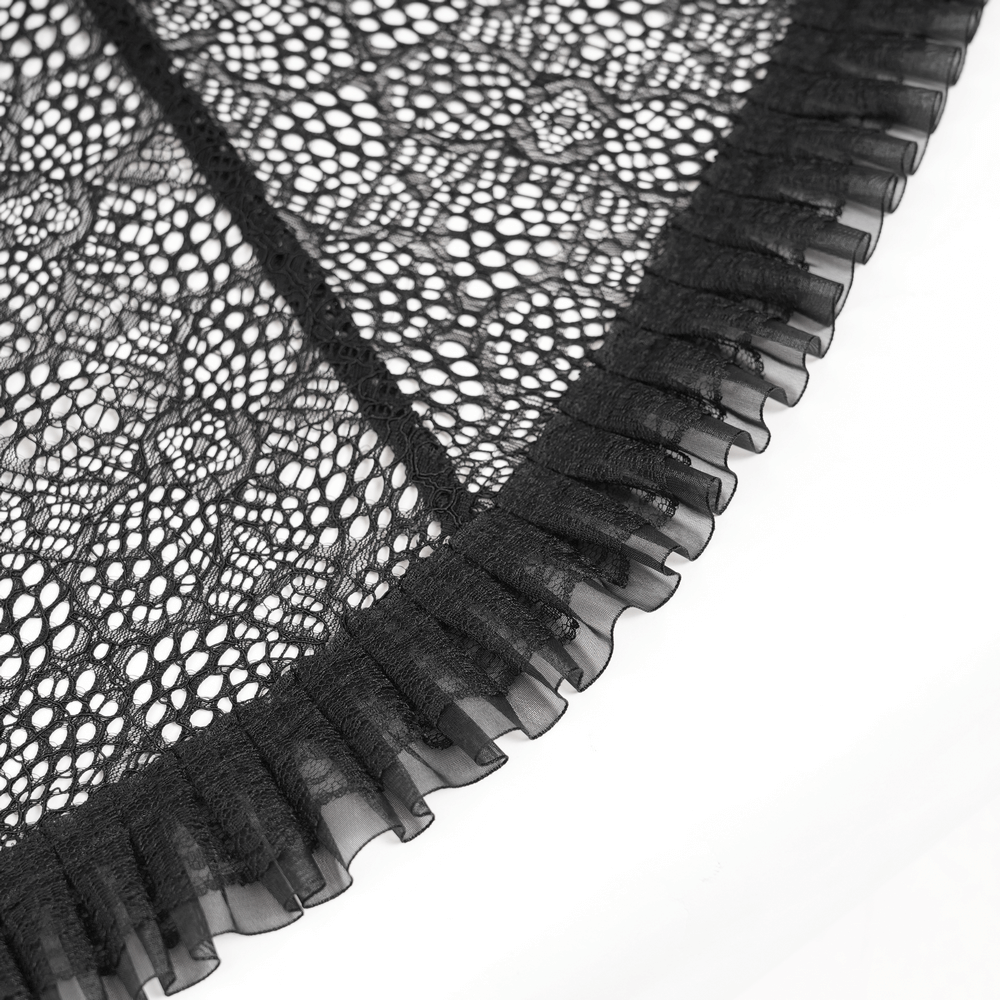 Victorian Lace Ruffled Gothic Cape with Corset Detail