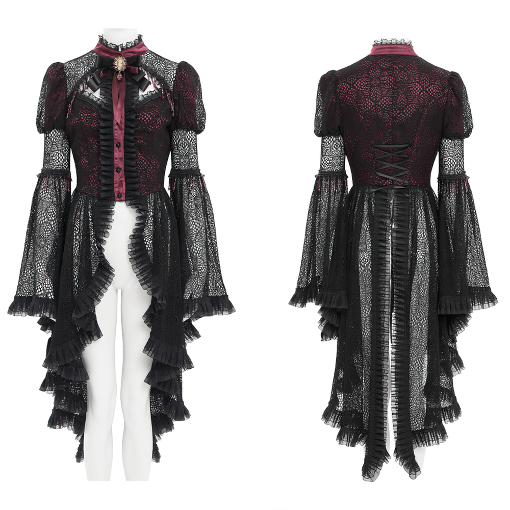 Victorian Lace Ruffled Gothic Cape with Corset Detail