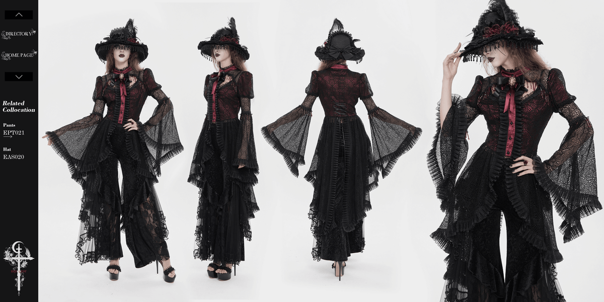 Victorian Lace Ruffled Gothic Cape with Corset Detail