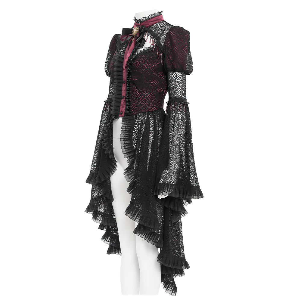 Victorian Lace Ruffled Gothic Cape with Corset Detail