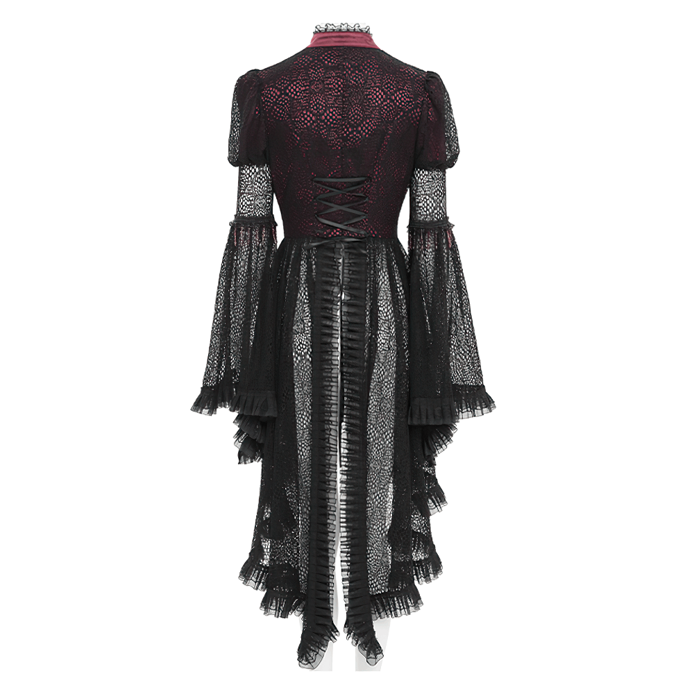Victorian Lace Ruffled Gothic Cape with Corset Detail