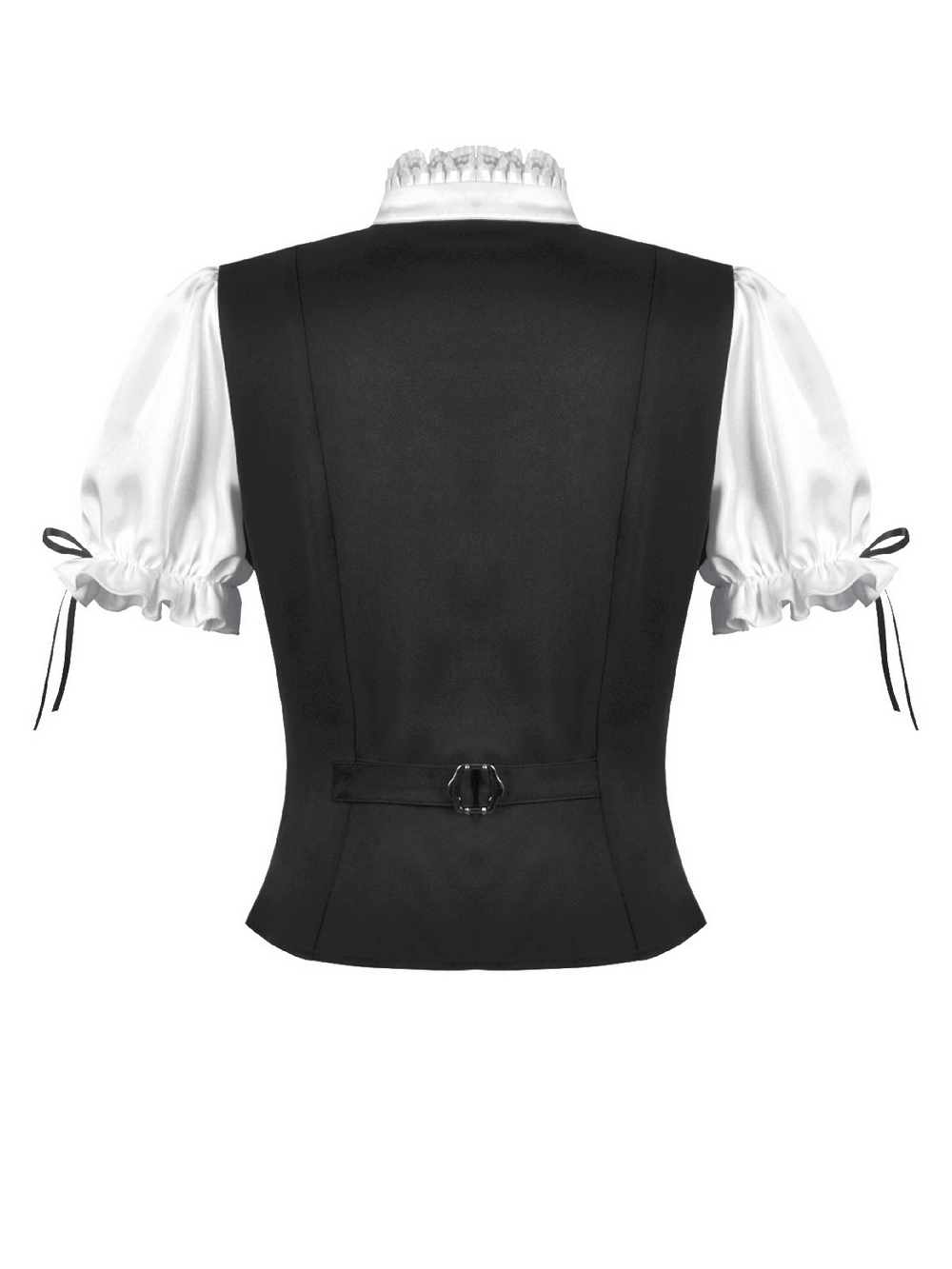 Victorian Lolita Blouse with Black Vest and Lace Ruffles