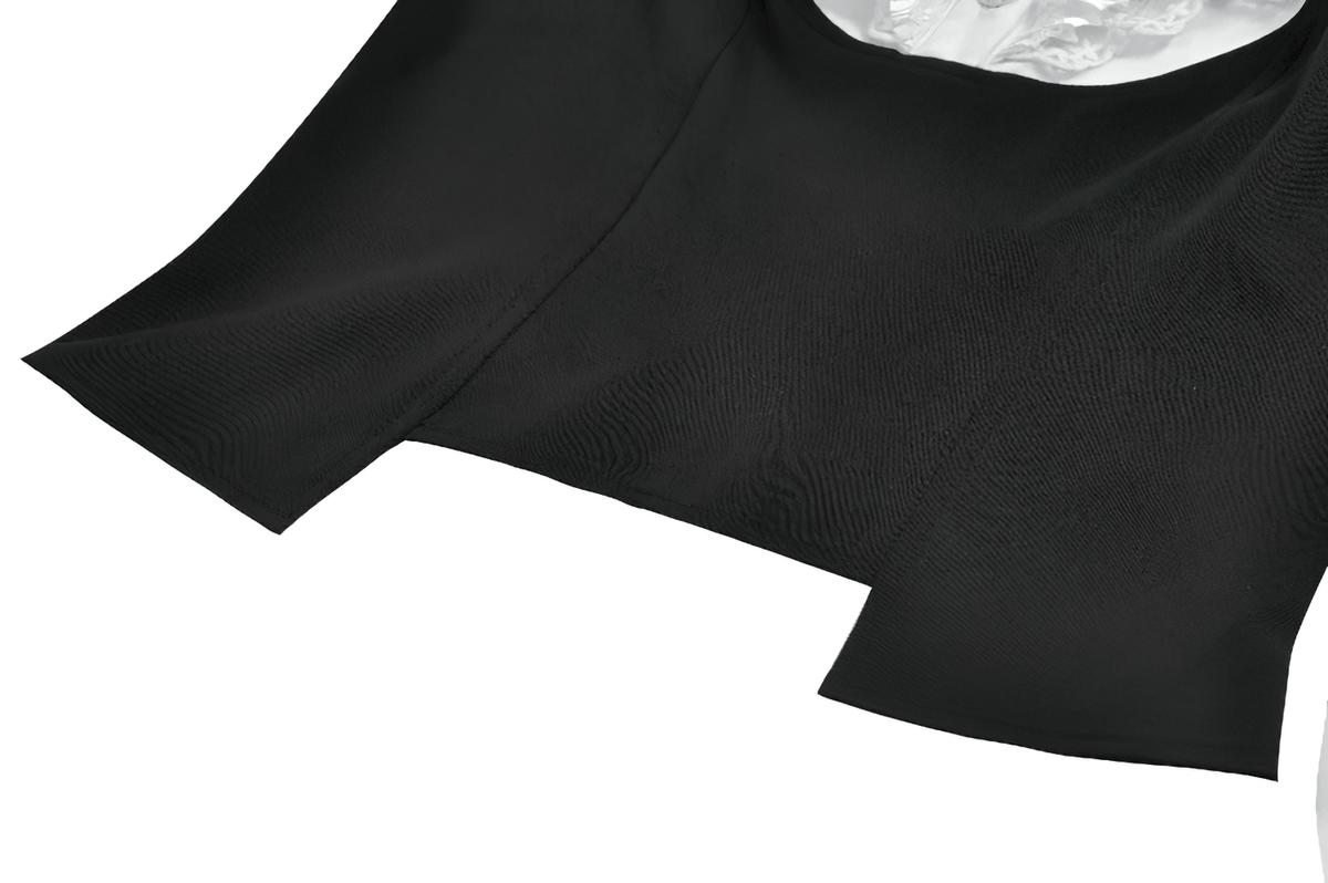 Victorian Lolita Blouse with Black Vest and Lace Ruffles
