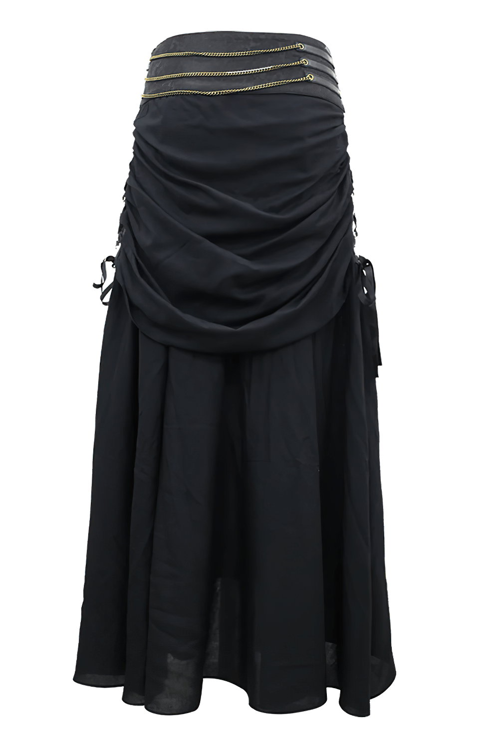 Victorian Stylish Skirt with Ruched Drape and Chain