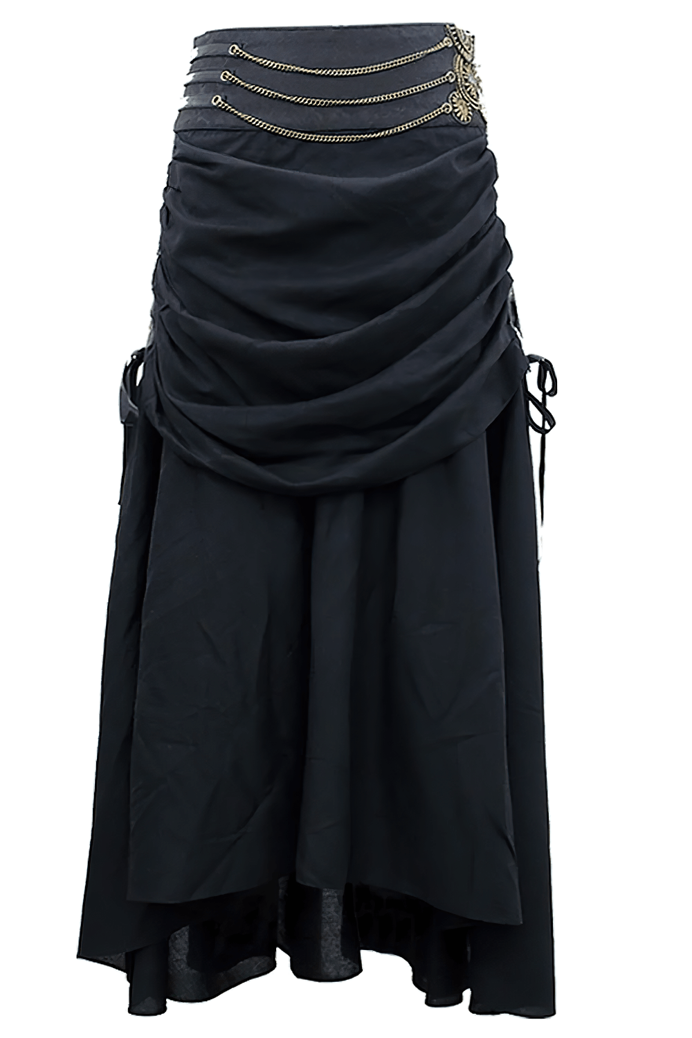 Victorian Stylish Skirt with Ruched Drape and Chain