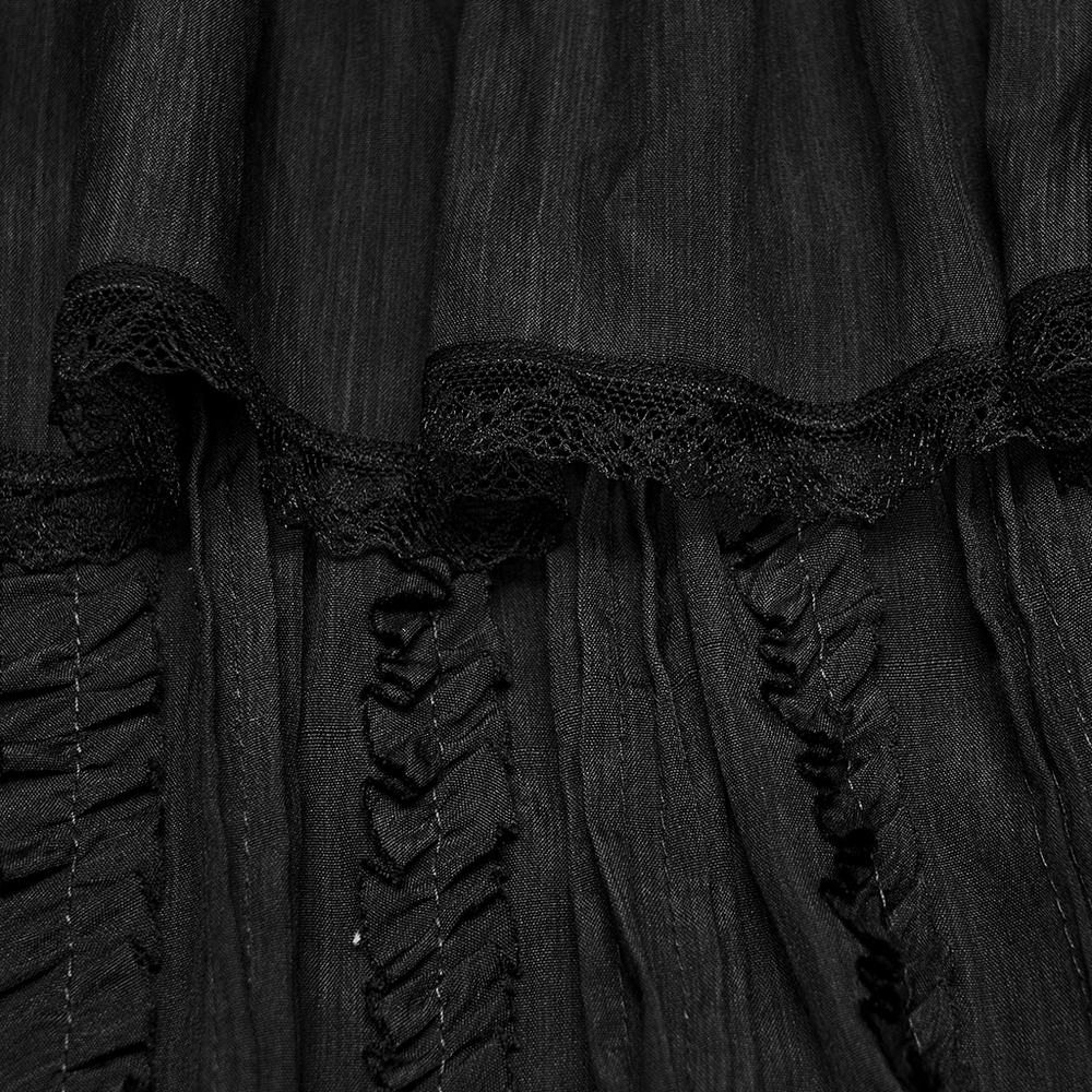 Victorian Vintage Skirt with Layered Lace Ruffles