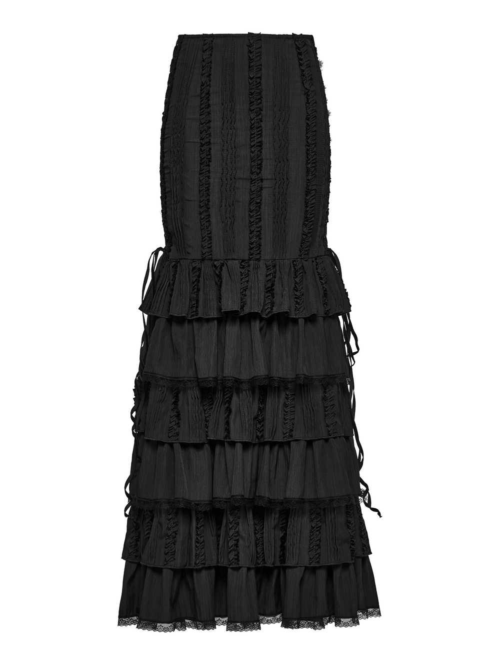 Victorian Vintage Skirt with Layered Lace Ruffles