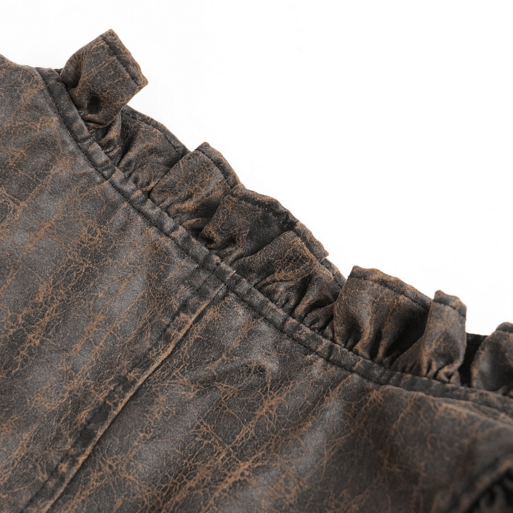 Vintage Lace-Up Waistcoat With Front Zipper Detail