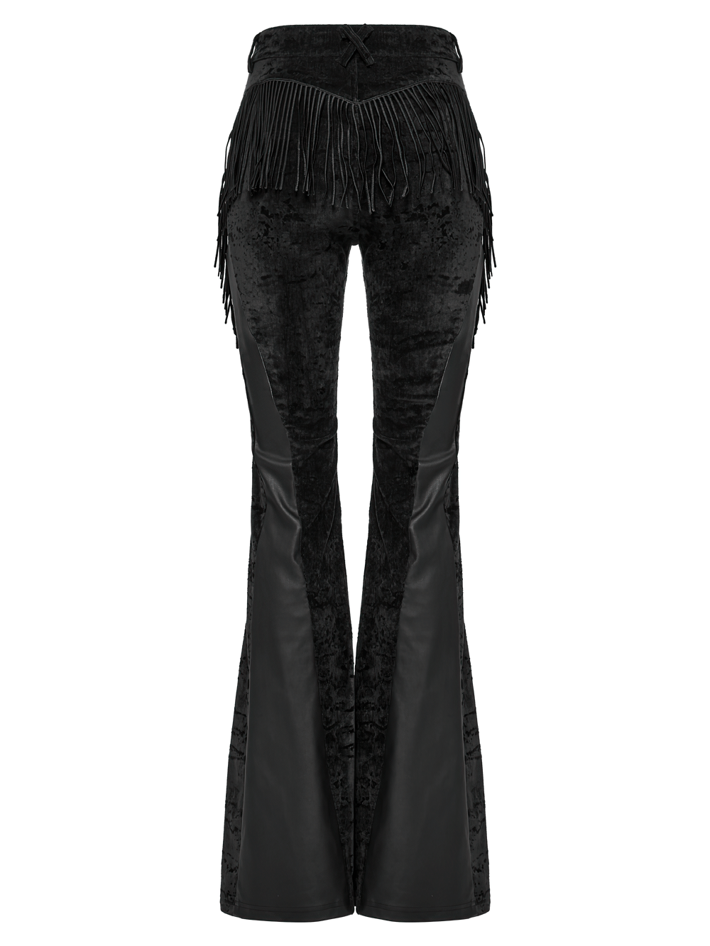 Wasteland Black Tassel Flare Pants with Velvet Detailing