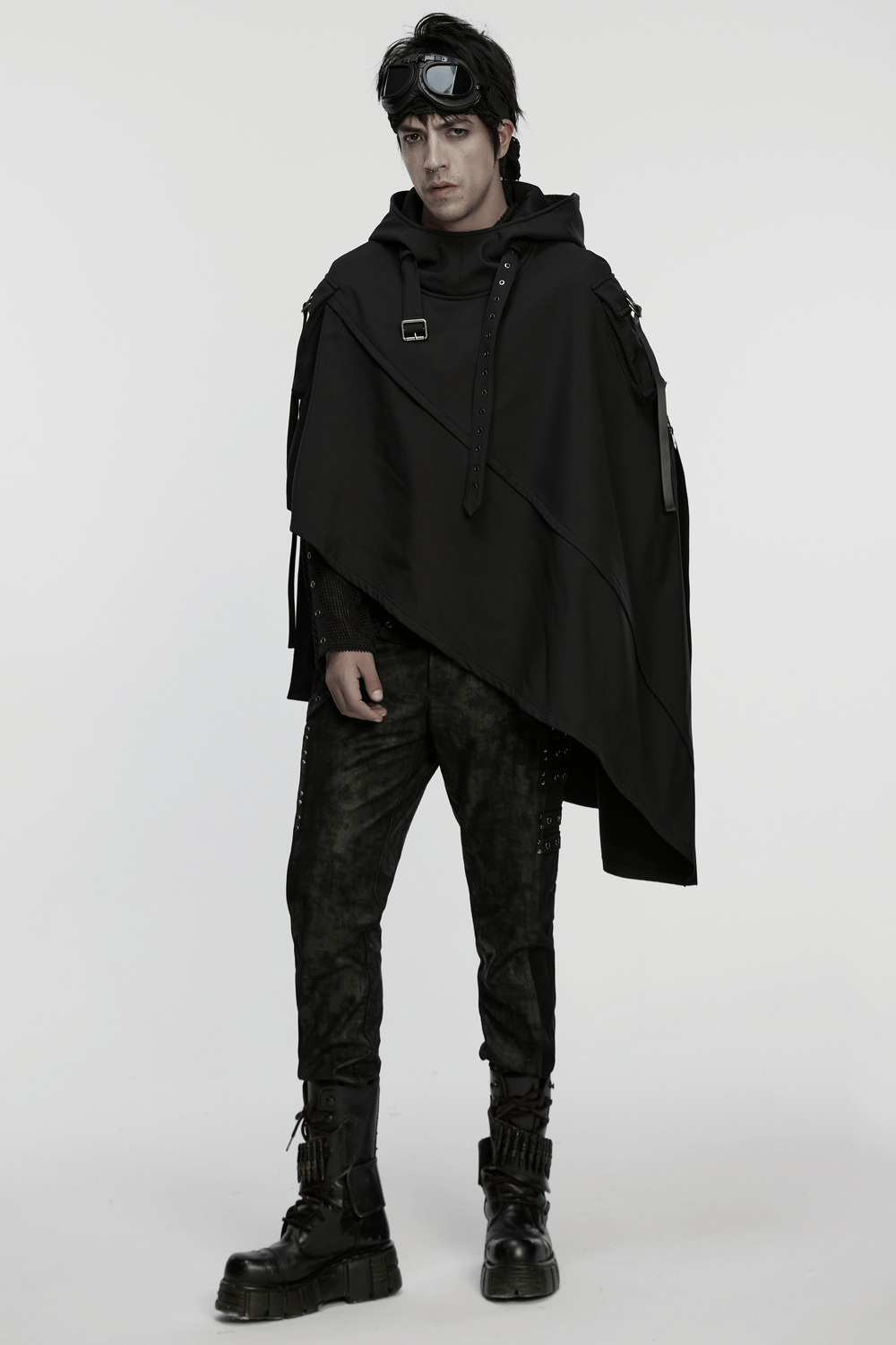 Waterproof Wasteland Punk Cape with Hood and 3D Pockets