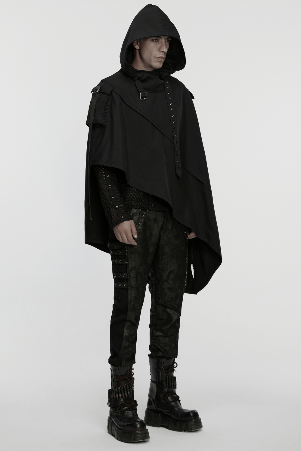 Waterproof Wasteland Punk Cape with Hood and 3D Pockets