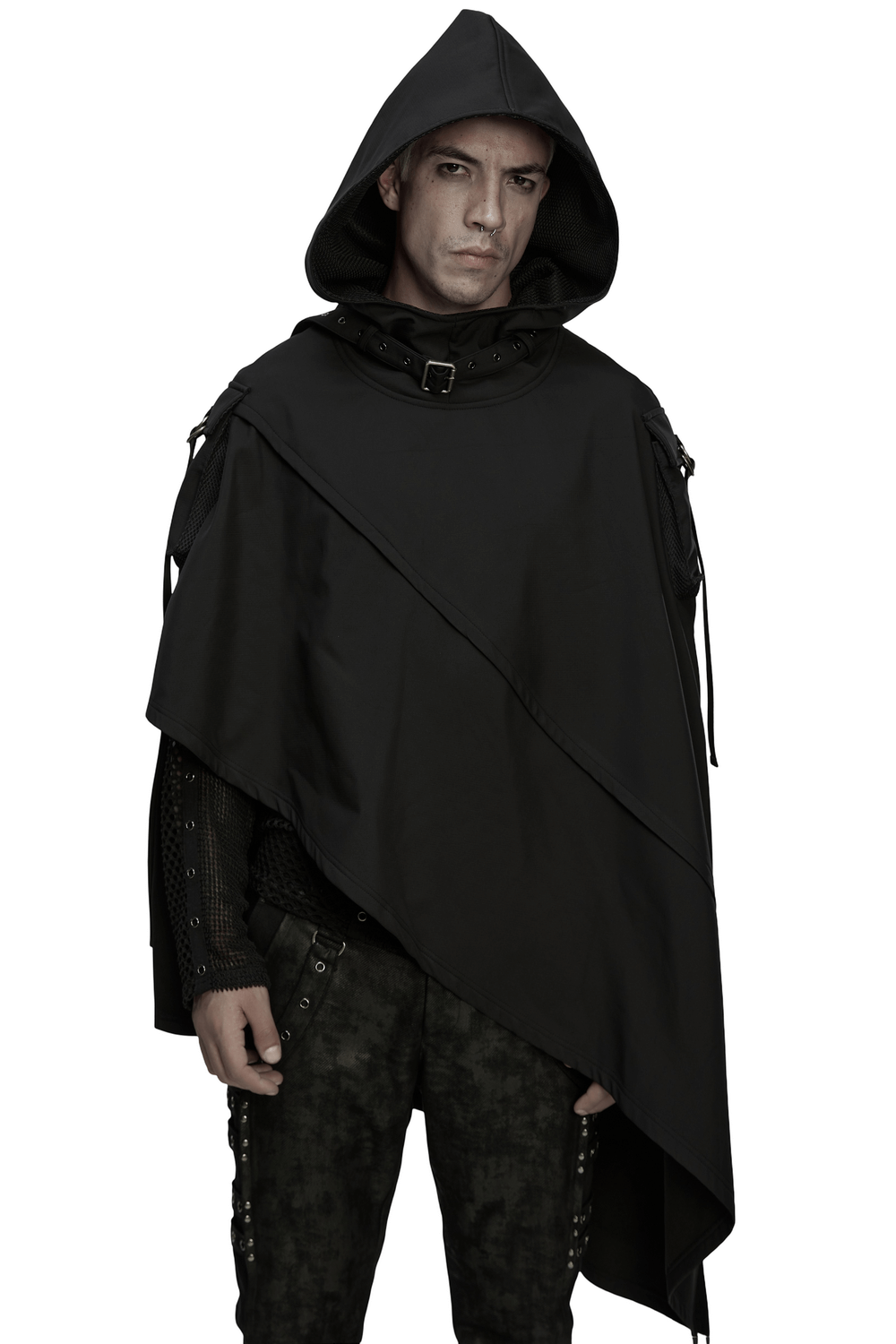 Waterproof Wasteland Punk Cape with Hood and 3D Pockets