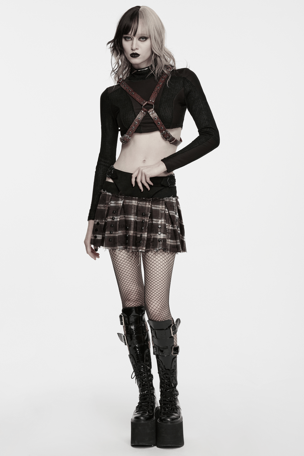 Western Gothic Leather Harness with Embossed Details