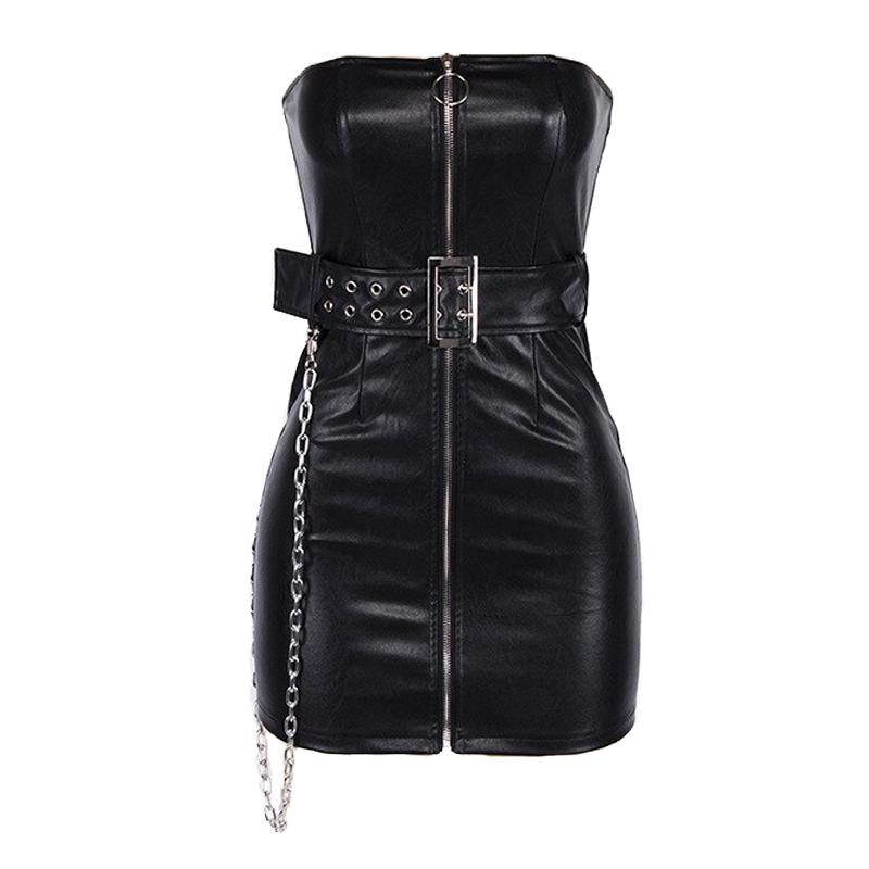 What to Wear to a Concert / Zipper Corset Dress with Sash and Chain in Gothic Style