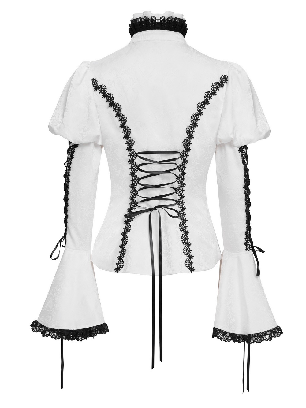 White Gothic Lace Victorian Blouse with Corset Ties
