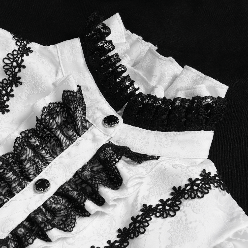 White Gothic Lace Victorian Blouse with Corset Ties