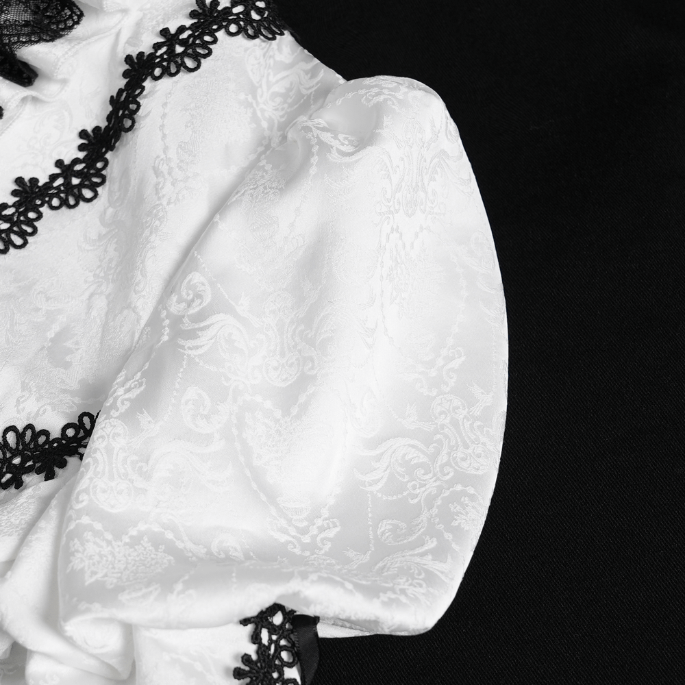 White Gothic Lace Victorian Blouse with Corset Ties