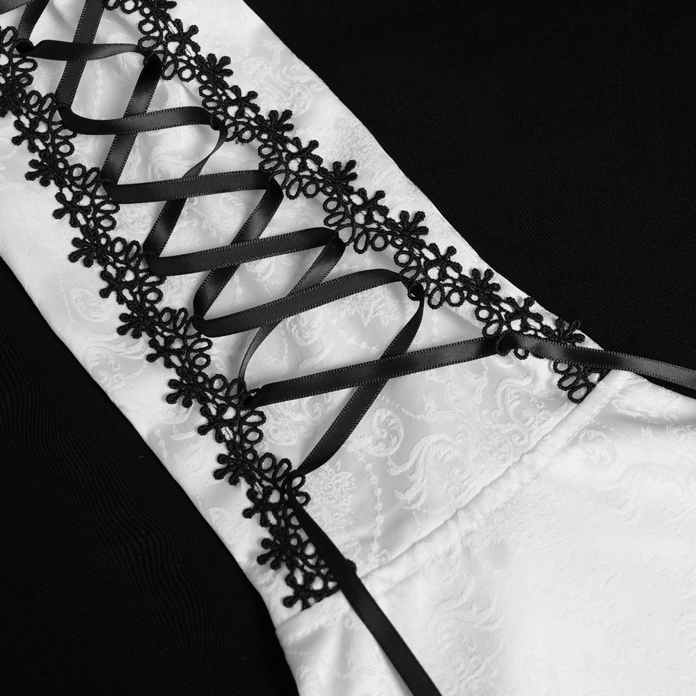 White Gothic Lace Victorian Blouse with Corset Ties