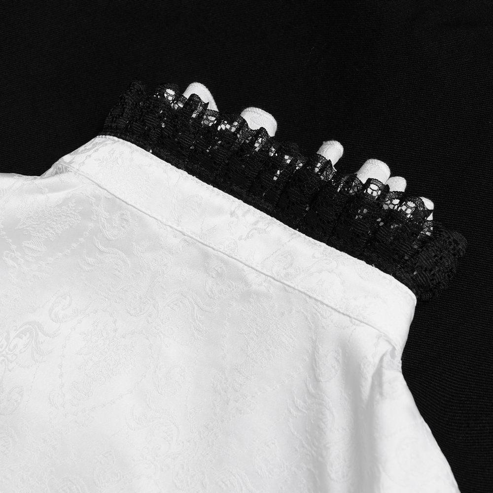 White Gothic Lace Victorian Blouse with Corset Ties