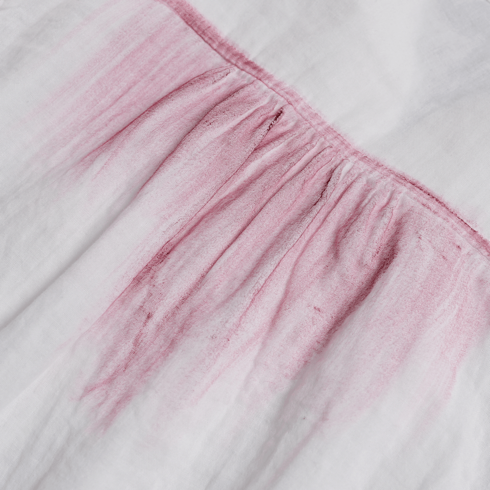 White Gothic Ruffle Shirt with Crimson Distressed Frills