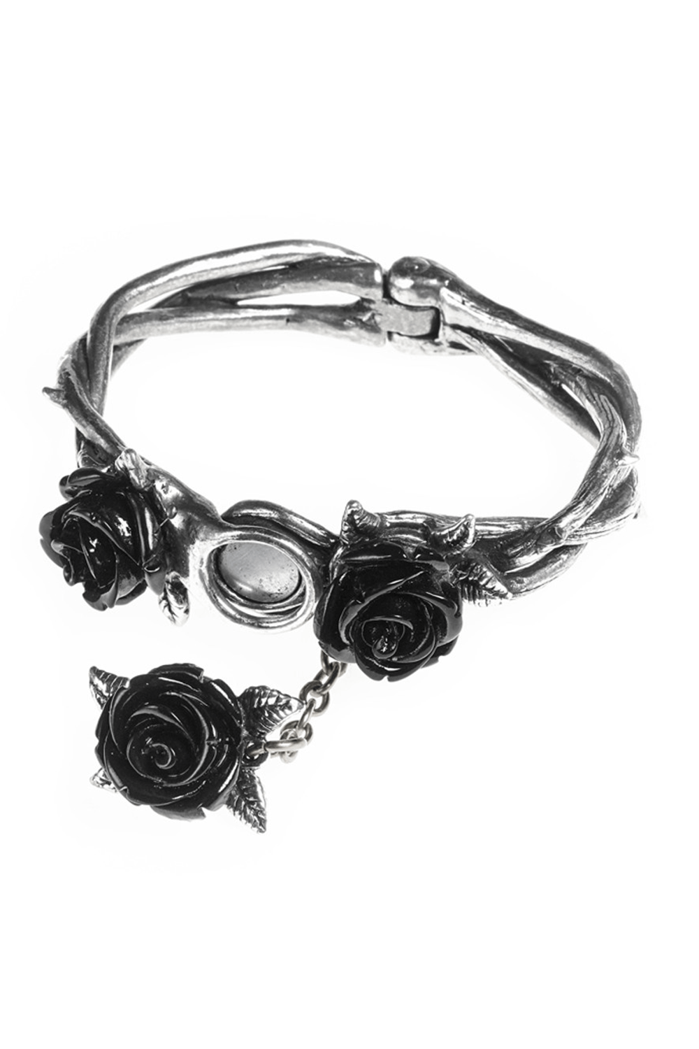 Wild Black Rose Bracelet with Thorny Vine Design
