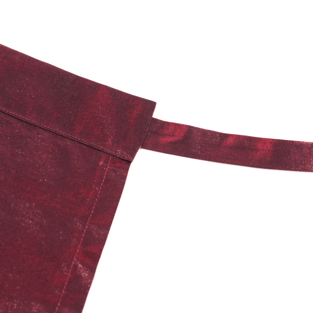 Wine Red Maxi Skirt with Black Lace Hem and Embroidery