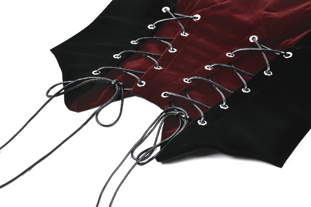Wine Red Velvet Lace Up Gothic Corset Cami Bustier